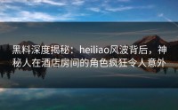 黑料深度揭秘：heiliao风波背后，神秘人在酒店房间的角色疯狂令人意外