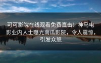 可可影院在线观看免费直击！神马电影业内人士曝光南瓜影院，令人震惊，引发众怒