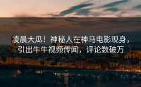 凌晨大瓜！神秘人在神马电影现身，引出牛牛视频传闻，评论数破万