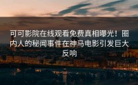 可可影院在线观看免费真相曝光！圈内人的秘闻事件在神马电影引发巨大反响